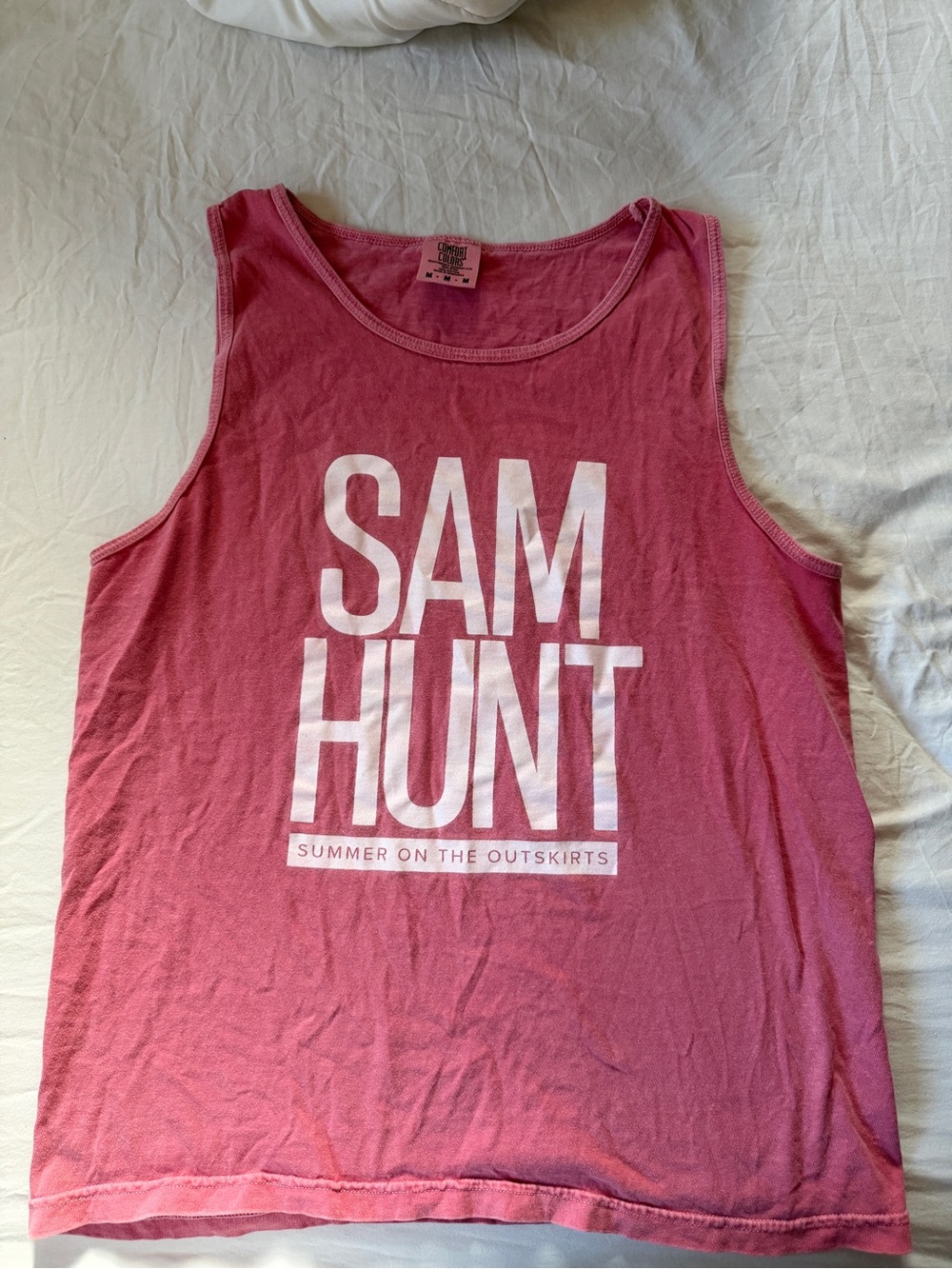 Sam Hunt Summer on the Outskirts Pink Tank Top Comfort Colors Size M
